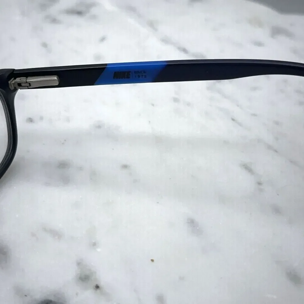 Nike 7237 011 Black Blue Full Rim Rectangle Eyeglasses Frames Only 52-17-140